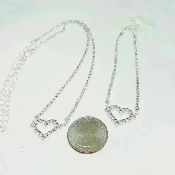 NWOT Gorgeous Shiny Heart Shaped Rhinestone Necklace, Earrings and Brace… - Picture 4 of 6